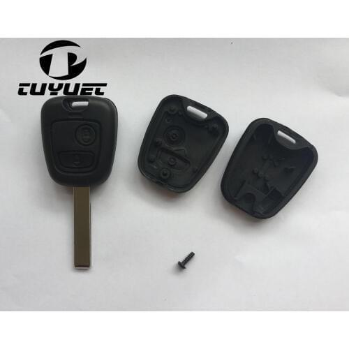2 Buttons Replacement Car Key Case Shell Blank with Groove Blade For Citroen C2 C3 C4
