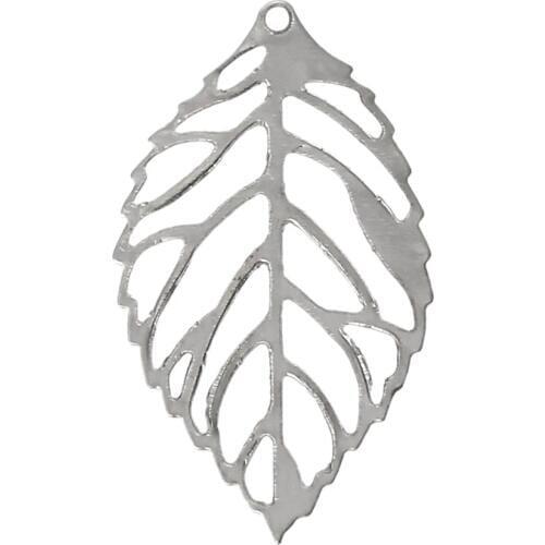 DoreenBeads Charm Pendants Leaf dull silver color Hollow 23.0mm x 14.0mm,200 PCs