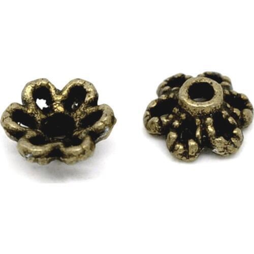 DoreenBeads Zinc Based Alloy Beads Caps Flower Antique Bronze Color DIY Making Jewelry(Fits 8mm-12mm Beads) 6mm x 2.8mm, 300 PCs