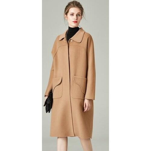 Double Sided Cashmere Coat Womens New Autumn Winter 2020 Female Double Faced Overcoat High End Thickened Handmade Woolen Jacket