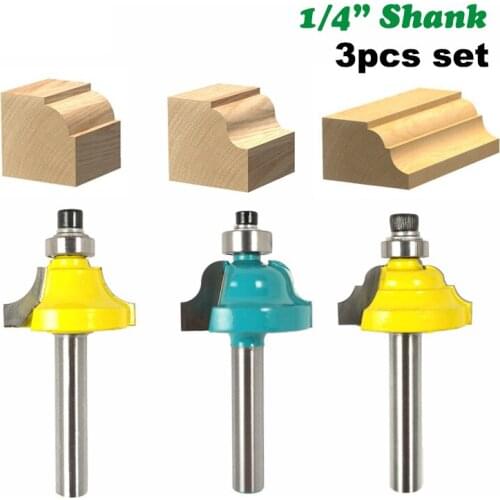 1PC 1/4" 6.35MM Shank Milling Cutter Wood Carving Beading Bit Roman Ogee Bit with Bearing Double Flutes Woodworking Tungsten