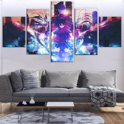 Hd Home Decoration Canvas Painting 5 Pieces Fate Stay Night Pictures Wall Art Prints Modular Modern Anime Poster For Boy Room
