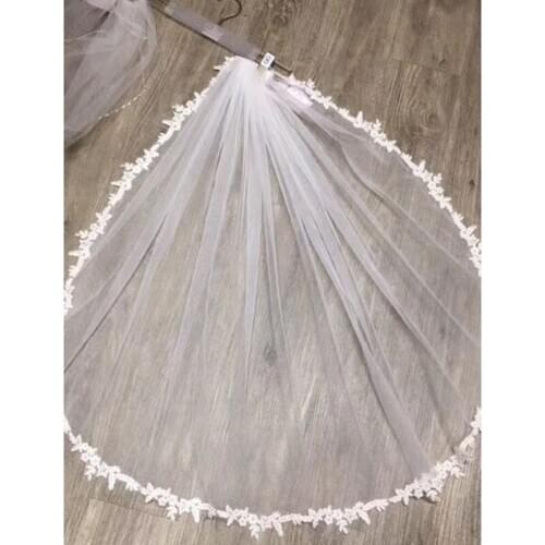 Veu de Noiva Lace Edge Short Wedding Veil with Comb White Ivory One layer Tulle Bridal Veil Wedding Accessories Voile Mariage