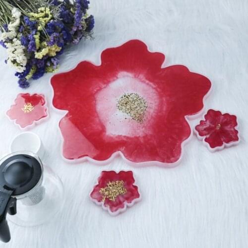 Crystal Epoxy Resin Mold Flower Coaster Casting Mould Handmade DIY Crafts Silicone Making Tools