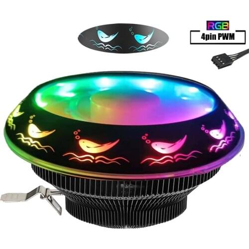 Cpu cooler universal 4pin PWM RGB LED Desktop Computer aluminum Heatsink cpu fan for LGA 775 1150 1155 1156 AMD or 1366 2011