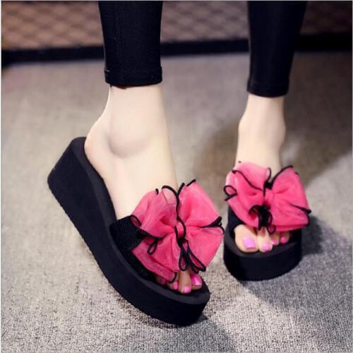 Summer Woman Shoes Platform bath slippers Wedge Beach Flip Flops High Heel Slippers For Women Brand Black EVA Ladies Shoes