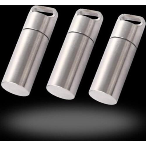 Mini Stainless Steel Sealed Capsule Waterproof Pill Box Camping Firstaid Pendant High Quality Camping Portable Tools Accessories