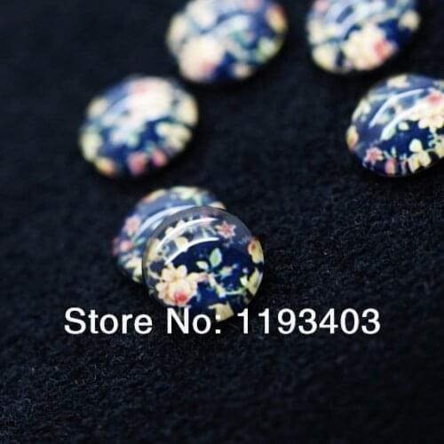 Min.mix order($9.9) 10pcs 12mm Handmade Photo Round Glass Cabochon beads-Image Glass Cabochon-(Flower)-(HPGC-1162)
