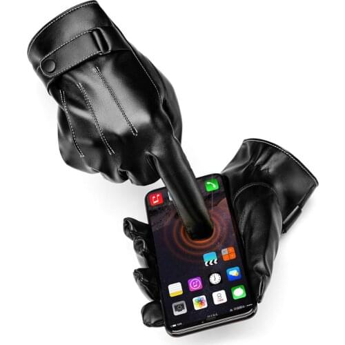 Business Mens Gloves for Autumn Touch Screen Male Gloves Windproof Thicken Plush Warm Winter Gloves for Fashion