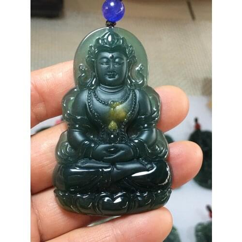 Real 7A Myanmar jade Hand-Carved jade guan yin emperor green jade pendant jade necklace pendants jewelry jade necklaces woman
