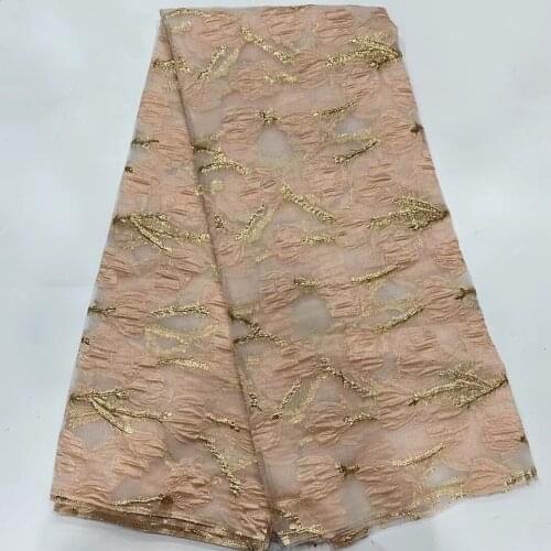 New African Brocade Jacquard Lace Fabric Nigerian Organza Mesh Cloth French Tulle Net Material 2021 High Quality For Dress POZ33
