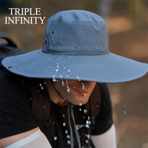 Summer Outdoor Fishing Sun Hat Large Wide Brim Bucket Hats Plus Size Hiking Waterproof Breathable Sun-proof Men Panama Hat Cap