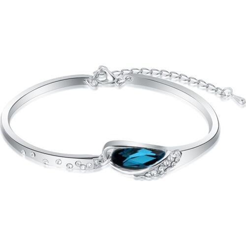 QiLeSen Fine jewelry 925 sterling silver explosion glass shoes blue crystal bracelet yw009