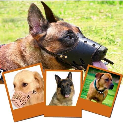 Adjustable PU Leather Pet Dog Anti Bark Chew Safety Mouth Training Pet Prevent Biting Barking Mouth Mask Pet Mouth Mask