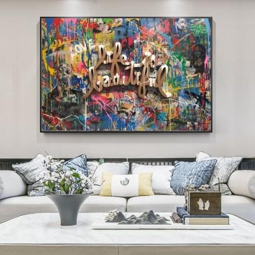 Inspiring Words Graffiti Art Canvas Paintings on the Wall Art Posters and Prints Street Art Modern Pictures Home Decor Cuadros