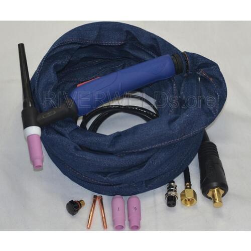 WP-26F-12R 12' 3.8 Meter 200Amp Air-Cooled TIG Welding Torch Complete With Flexible TIG Head Body,Euro Style