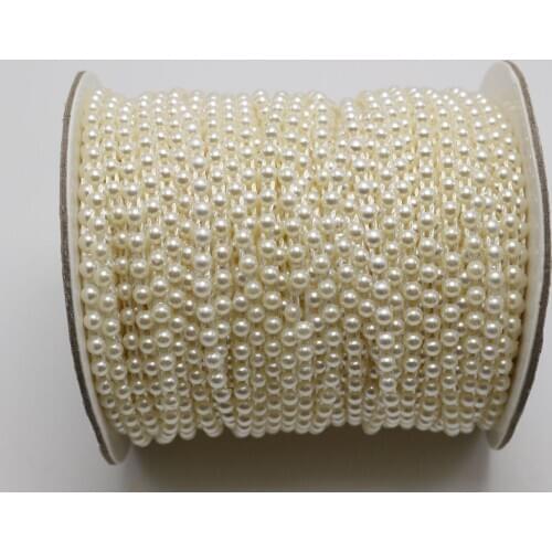 Ivory Acrylic Flatback Pearl Bead 4mm Chain Garland Wedding Bouquet Decoration