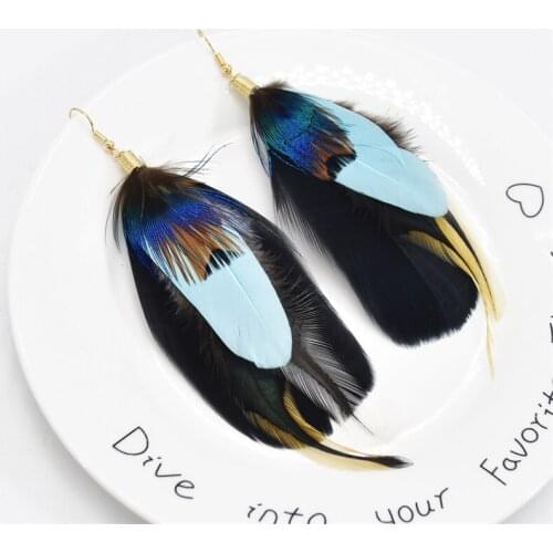 Vintage Ethnic Bohemian Leaf Feather Hanging Drop White Earrings Female Indian Jewelry Ear Pendant Tassel Woemn Girls Earring