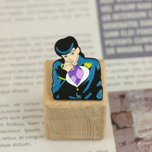 Anime JoJos Bizarre Adventure Higashikata Josuke Cartoon Enamel Alloy Badge Brooch Pin Clothes Lapel Backpack Hat Accessories