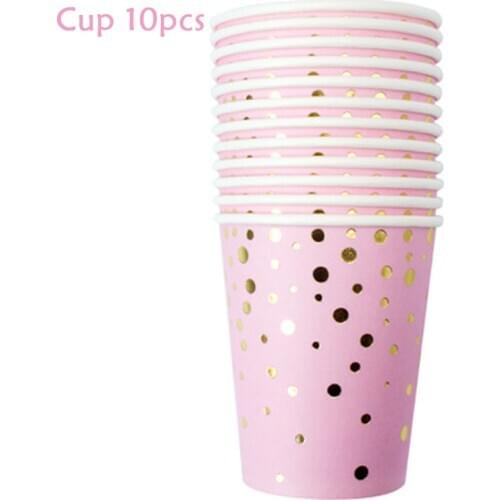 10pcs/1 Package Disposable Tableware Pink Party Supplies Paper Cup Childrens Birthday Party Decorations Wedding Decorations