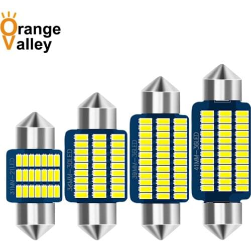 10Pcs Festoon c5w LED 31 36 39 41 mm 21 30 36 led bulb 3014 SMD reading lamp car Interior Light DC 12V