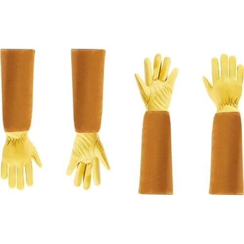 2 Pair Gardening Gloves For Women And Men Thron Proof Rose Pruning Cow Leather Gloves -M & L