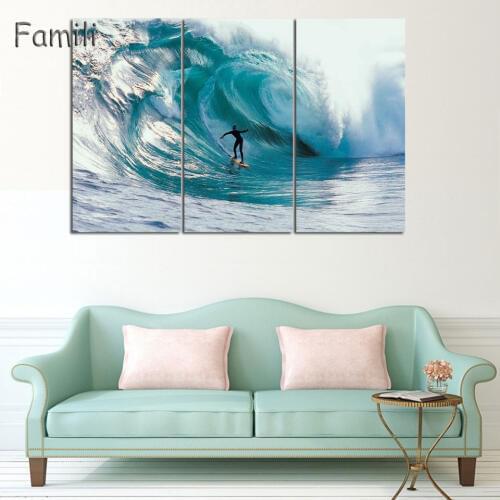 3 Piece Wall Art Painting Canvas Painting Surf At Sea Natural Beauty Painting Modern Picture Home Decor For Living Room gift