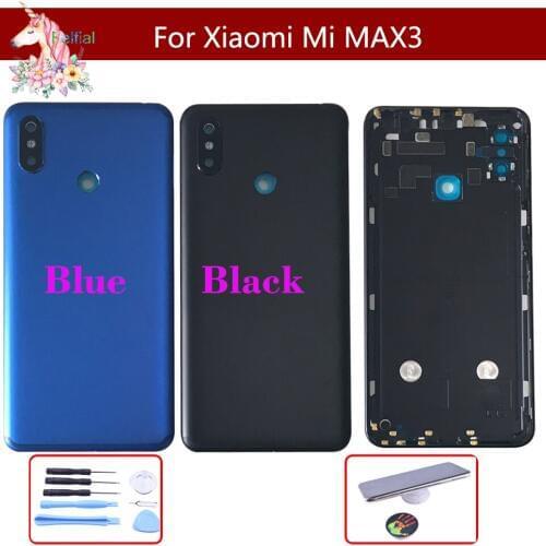6.9" Original For Xiaomi Mi Max 3 Max3 Battery cover Back Rear Battery Housing Door Back Cover Case Side Buttons Replacement