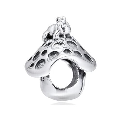 Authentic 925 Silver Jewelry Mushroom & Frog Charm Fits European Charms Bracelets Woman DIY Beads For Jewelry Making