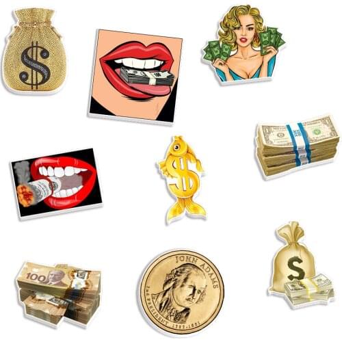 Custom Money Acrylic American Dollar $ Pattern Printed Planar Resins DIY Craft For Home Decoration Accessories 30pcs