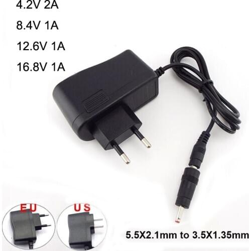 Power Supply DC Plug 5.5*2.5mm 3.5*1.35mm Adapter 18650 Lithium Battery Charger AC 100-240V DC 8.4V 12.6V 16.8V 1A 4.2V 2A