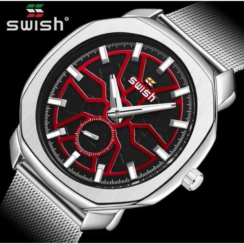 SWISH Watches for Men Top Brand Luxury Fashion Desginer Quartz Wristwatch Waterproof Stainless Steel Clock Relogio Masculino