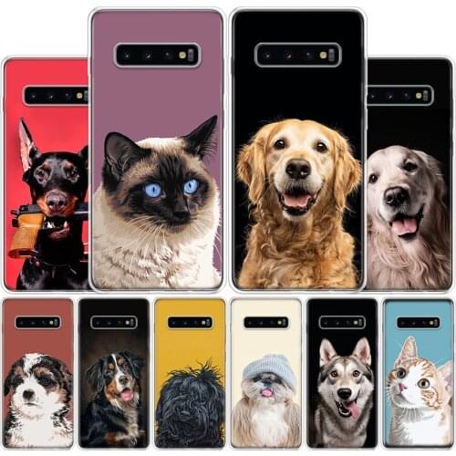 Lovely Cute Cat Dog Smile Cover Phone Case For Samsung Galaxy S10 S20 Ultra Note 10 9 8 S9 S8 Plus Pro Lite S7 S6 J4 J6 J8 + Coq