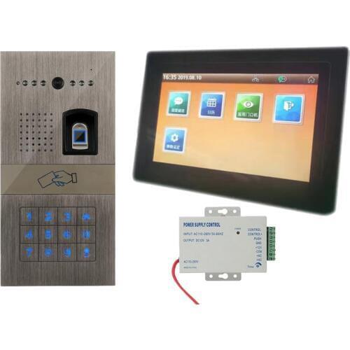 Digital Home Video Intercom Doorbell 7" Video Door Phone monitor work w/t Fingerprint/IC Card/Password /IC Card Camera 1V1