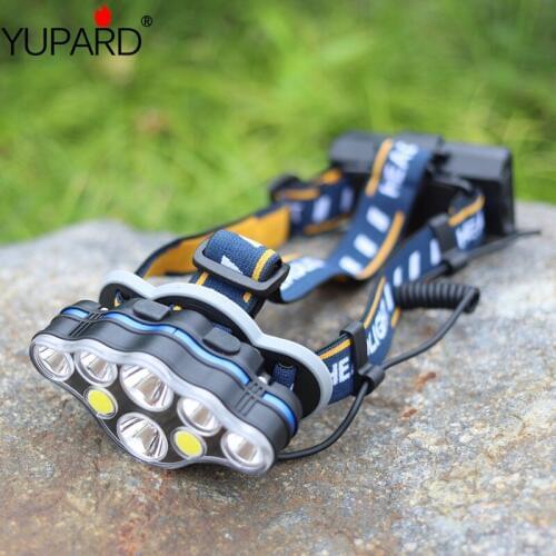 COB Portable outdoor lighting tools T6 LED With USB Rechargeable Headlight Torch Fishing headlight 2*2200mAh 18650 battery