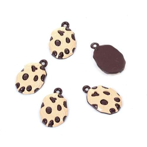 DoreenBeads Zinc Based Alloy Charms Pendant Biscuit Beige Coffee Painting 24mm(1") x 15mm( 5/8"), 10 PCs