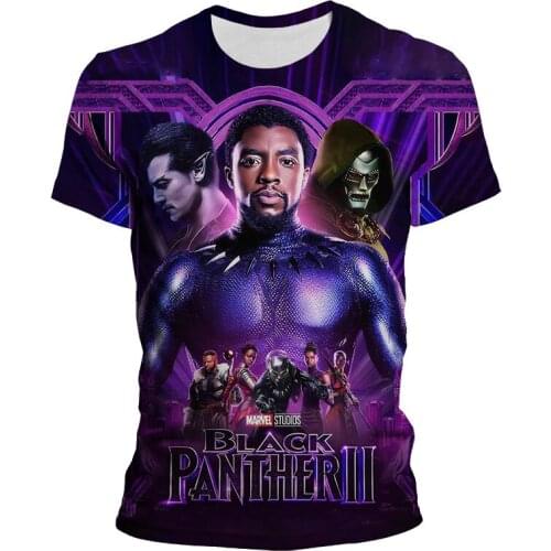 Marvel Legends T Shirts For Men Black Panther 3D Print Cool Women Oversize T-shirts Summer Short Sleeve Boy Girl Kids Clothing