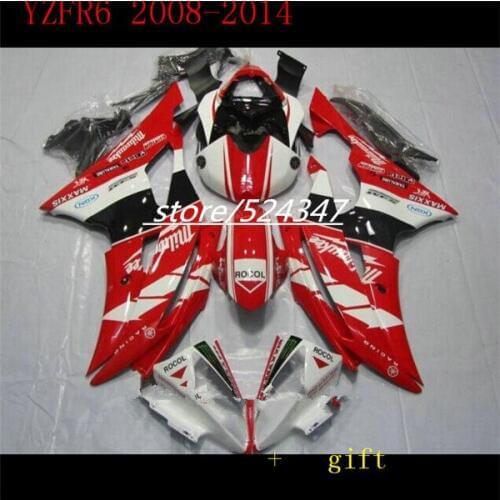 Injection For YZFR6 08-14 YZF R6 08 09 10 12 14 YZF600 YZF-R6 RED WHITE 2008 2010 2014 Fairing