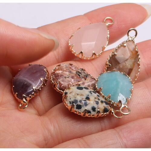 3 Pieces Natural Water Drop Shape Faceted Semi-precious Stones Lace Pendants13x23mm For Jewelry Making DIY Necklace