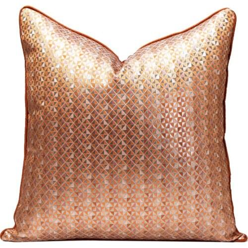 Small Grid Orange Pillowcase Sofa Cover Fashion Simple Polyester High Quality Cushion Cover Satin Pillowcase