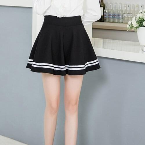 Pleated Skirt Short College Style Black Female Spring 2020 Womens Anti-Light High-Waist A-Line Fluffy Skirt