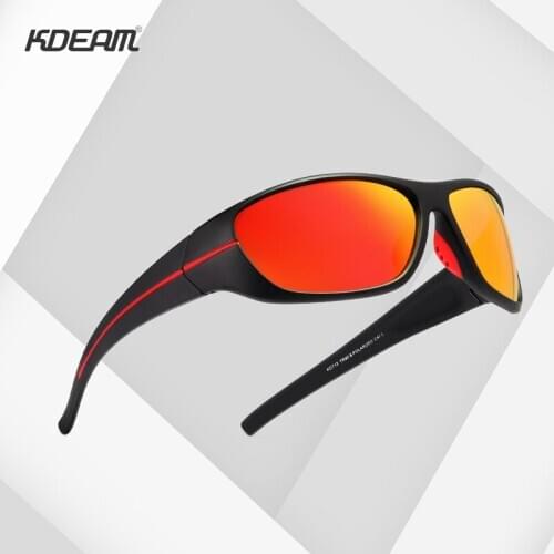 KDEAM Wrap Around Unbreakable TR90 Sport Sunglasses Man Polarized Urtra Light Weight Night Vision Goggle Mirror Quality With Box