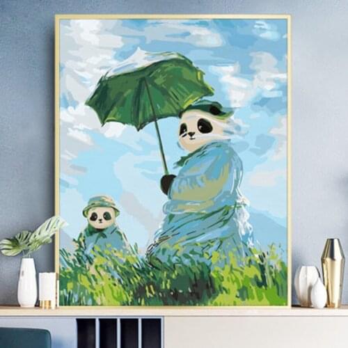 Painting By Number Animal Drawing On Canvas DIY Pictures By Numbers Kits Hand Panda Painted Painting Art Gift Home Decor