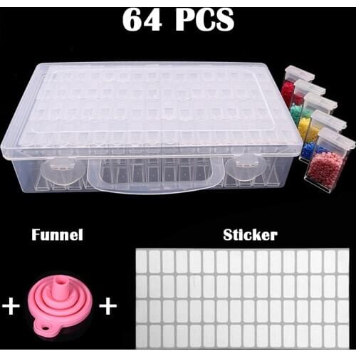 New Diamond embroidery diamond painting tool! Daimond transparent plastic 64pcs storage box, jewelry Drill Storage Box Gift