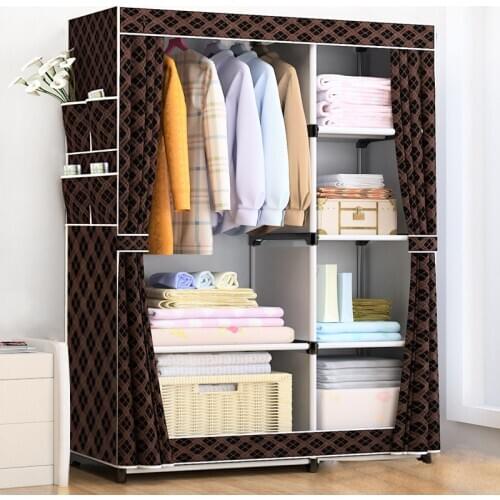 Simple combined wardrobe large folding storage cabinet integrated PP card sleeve steel frame non-woven dustproof wardrobe SP134