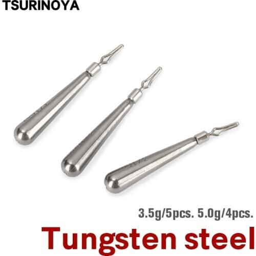 TSURINOYA Tungsten Steel Fishing Sinker 3.5g 5.0g Weight Jig Head Accessories Sinker Fishing Group Tackle Soft Lure Crank Tool