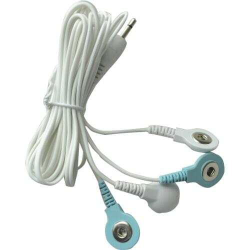 1Pc 4 Button In 1 Electrode Lead Wires Connecting Cable For Digital Therapy Massage Machine Blue And White Head Wire Pin 3.5mm