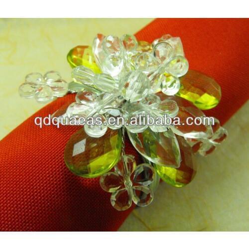 Flower wholesale napkin rings beaded wedding napkin holder