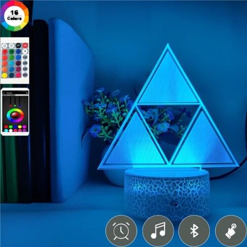 Geometry 3D Illusion Night Light LED Triangle Desk Lamp Acrylic Nightlight Teaching Aid Kids Gift APP Control Room Decoration