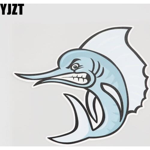 YJZT 14.6CMX12.8CM Interesting Fish Car Sticker Marine Organism Pvc Decal Bumper 6A-0289